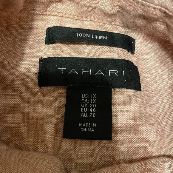 Tahari Linen Button Down Shirt - Picture 8 of 9